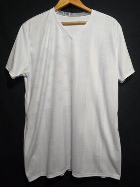 Back Home Ghost Flag SS Performance V Neck - White - Sz 2XL*
